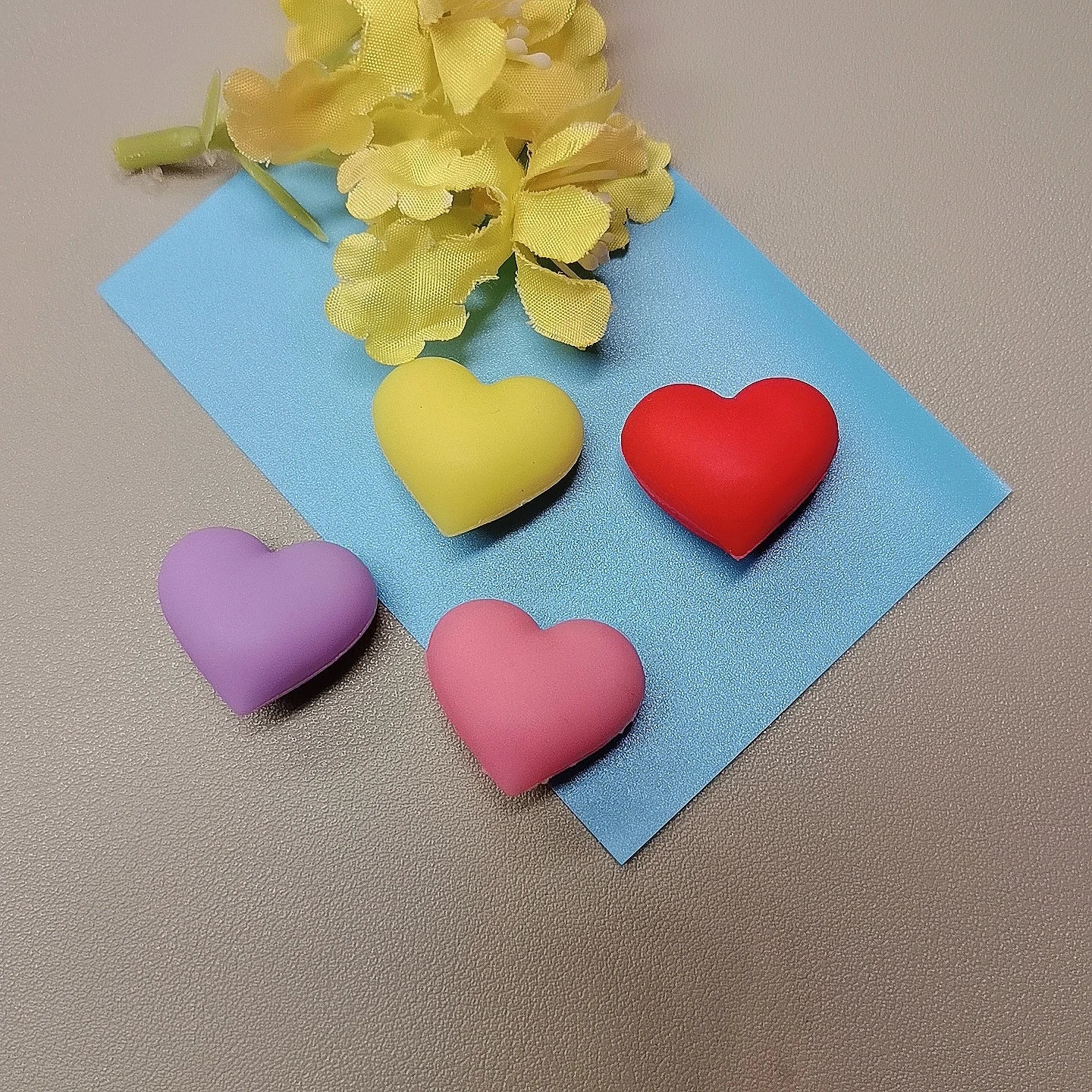 Valentines Day 3D Silicon Love Heart Chunky Charms 24*22*13mm Beads Pendants for Jewelry Decoration Accessories