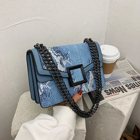 2020 Hot Selling Fashion Design Ladies Shoulder Bags Snakeskin Pu Leather Crossbody Purse Chain Handbags for Women Luxury