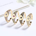 18K Laminated Gold Oro Fashion Jewelry Rings Heart-Shaped Color Aaa Cz Cubic Zirconia Women Brass Gold-Plated Religion Ring