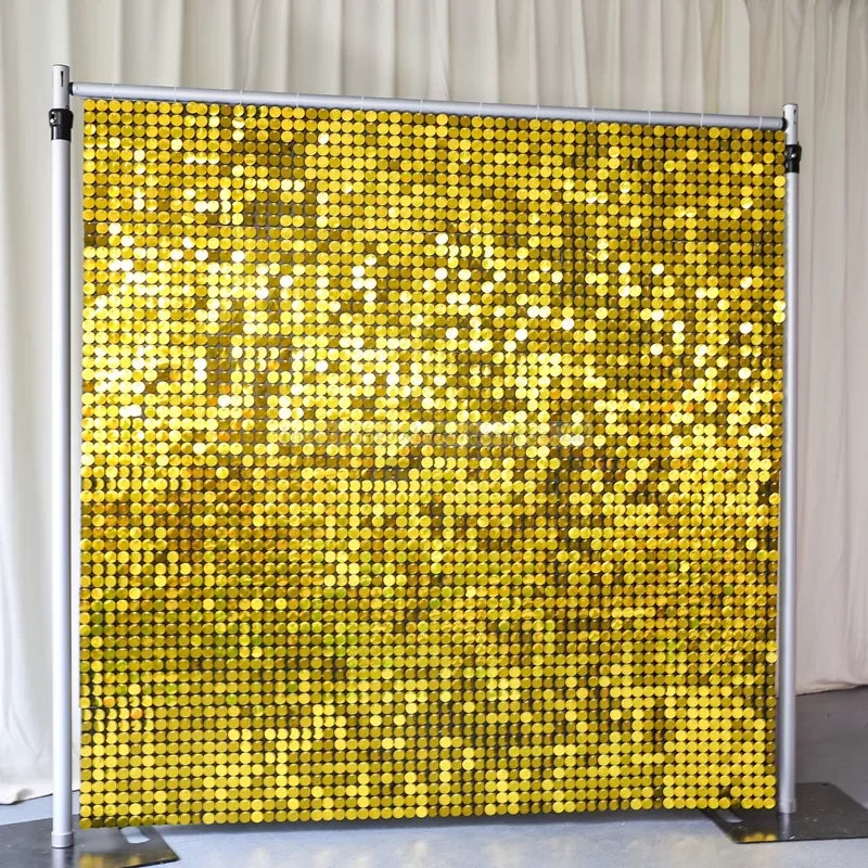 Gold Shimmer Wall Backdrop Round Sequin Wall Panels Christmas Backdrop Wall Decor for Birthday Wedding Decorations