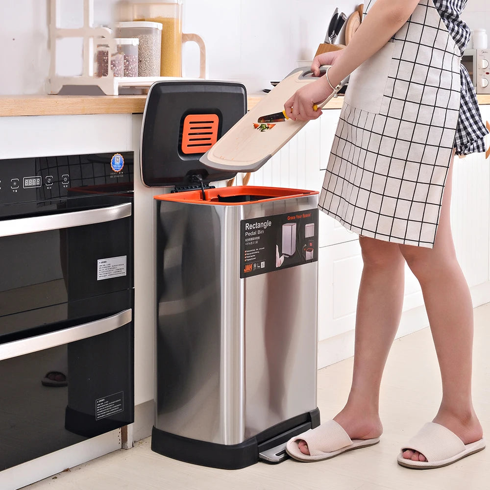 Intelligent Induction Trash Can 20L Stainless Steel Pedal Indoor Kitchen Waste Garbage Bin Inner Buckets Home Bathroom Storage