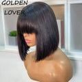 Straight Bob Wig With Bangs Bone Straight Human Hair Wigs for Women Human Hair No Lace Full Machine Made Wigs Fringe