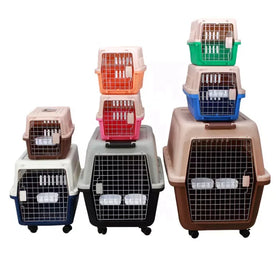 Portable Travel Flight Approved Cats Dogs Cage Carrier Crate Outdoor Kennel Cat Carry Box Pet Carrier Plastic