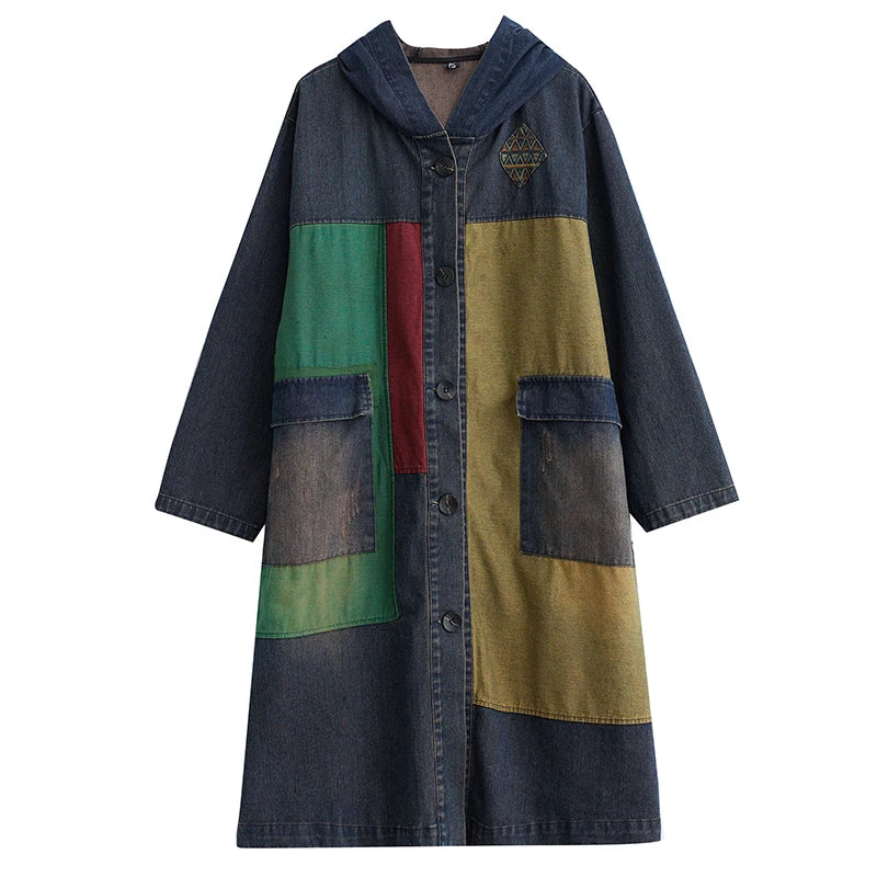 Boutique Wholesale 2026 Autumn New Vintage Wash Large Size Denim Casual Loose and Slim Women's Coat