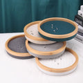 Small 25cm Round 80 Slots Bamboo Velvet Jewelry Rings Display Organizer Tray Holder