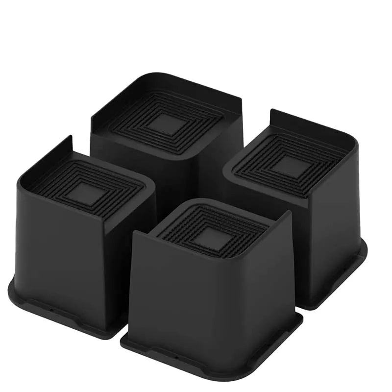 3 Inch Heavy Duty Bed Risers Non-Slip Plastic Furniture Risers with L-Shaped Half Top Spikes Bottom Rubber Strip for Bed Frame