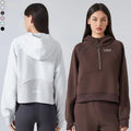 XW-DAW139 Pocket Half Zip Gym Fitness Hoodie High Neck Hood Strength Training Sportswear Thumbhole Yoga Hoodie