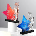 Custom Five-Pointed Star Crystal Trophy Metal Award Plaque for Annual Meeting Anniversary Event Retirement