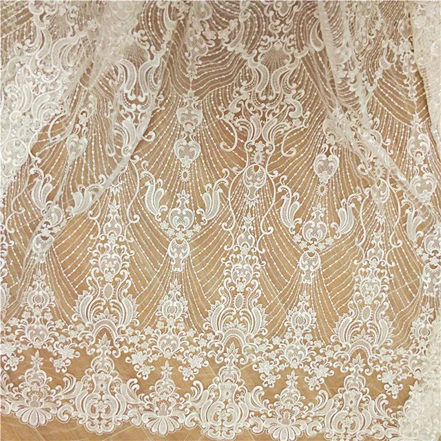 Wholesale Wedding Gowns White Flower Lace Fabric  2020 Designs Bridal Lace for Wedding Dress