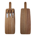 2025 New Design Custom Engrave Logo Wood Chopping Board Natural Long Acacia Cheese Board Utensil Sets for Home Party