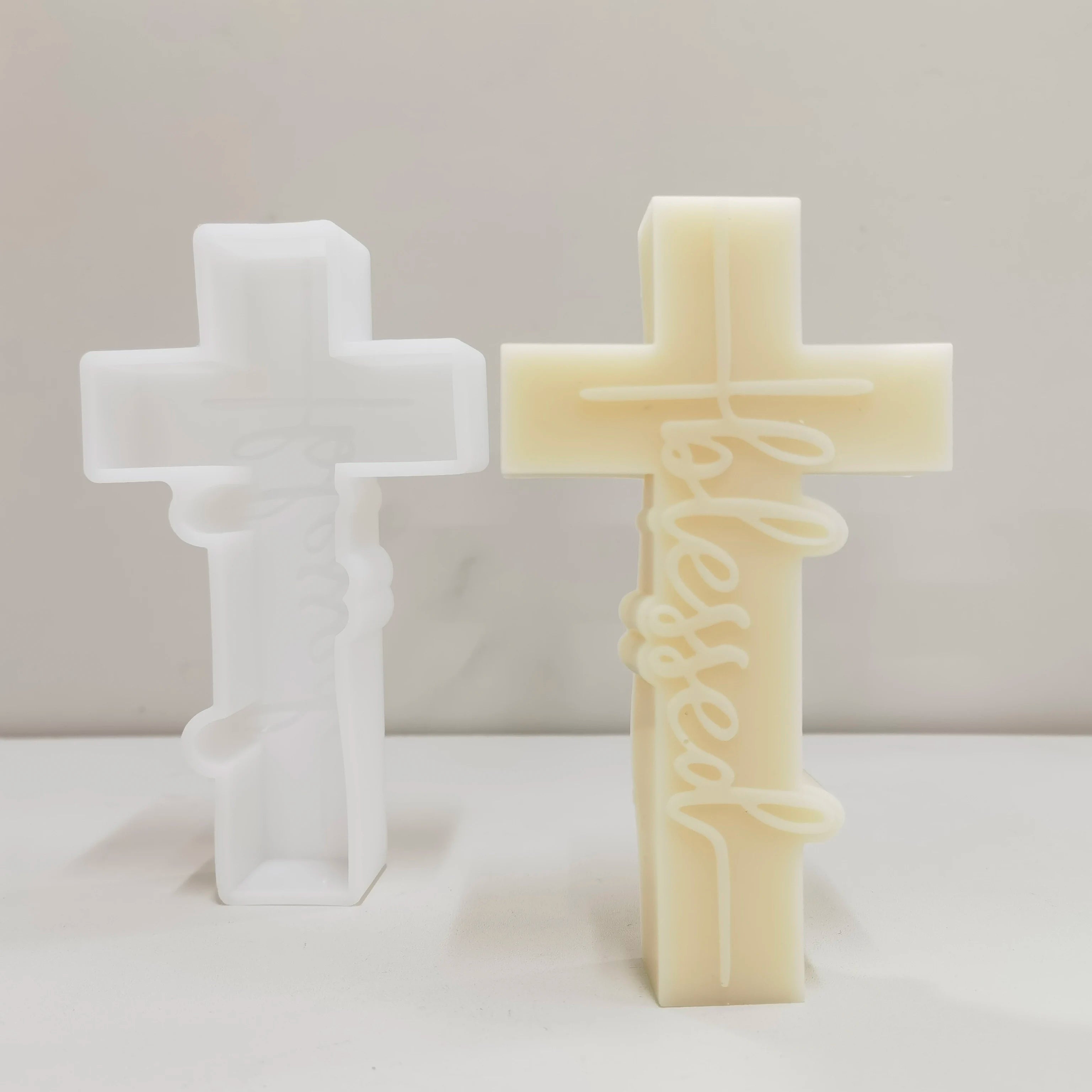 Virgin Mary Jesus Cross Redemption Church Father Christianity Easter Candle Gypsum Resin Soap Silicone Mold