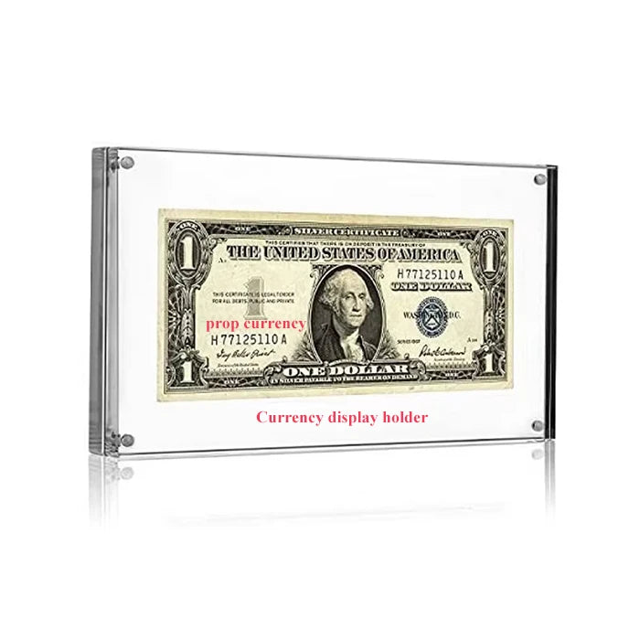Magnetic Clear Acrylic Currency Display Acrylic Banknote Frame Transparent Lucite Ticket Display Frame