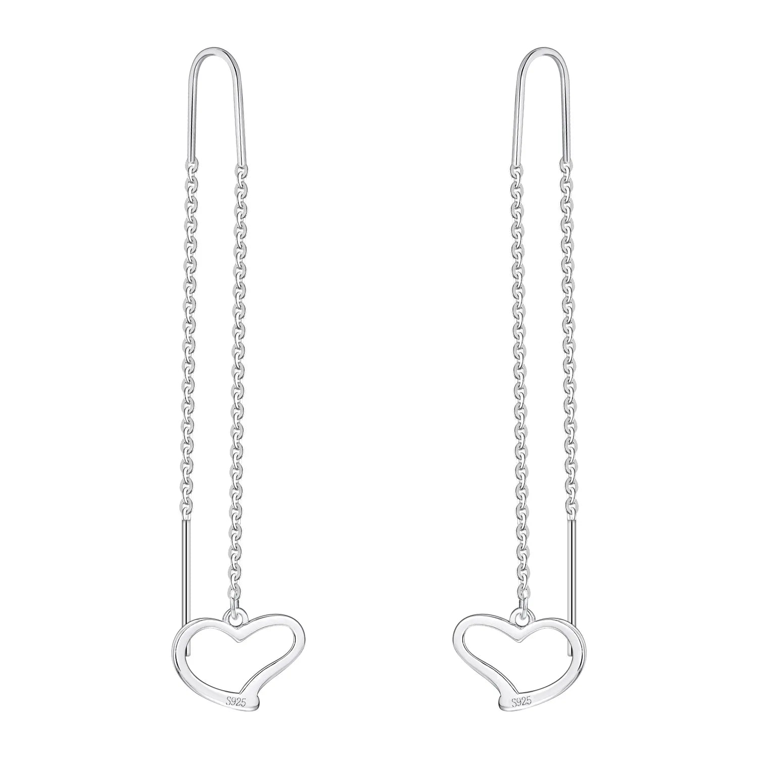 Sweet Long Love Ear Line 925 Sterling Silver Minimalist Smooth Heart Ear Line for Women Anniversary Jewelry