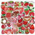 50PCS Strawberry Fruit Sticker for Laptop Skateboard Suitcase Scrapbook Cup Bottle Decoration