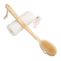 Private Label Silicone Body Brush with Bamboo Handle Natural Bristle Dry Brush for Bath and Back Rubbing Massage