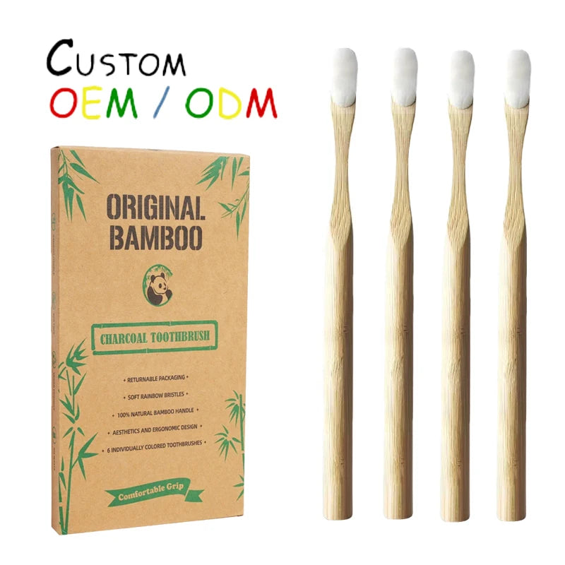 10000 Bristle Bamboo Toothbrush Oral Care Individually Wrapped Pre-Pasted Bamboo Nano Toothbrush for Children Adult
