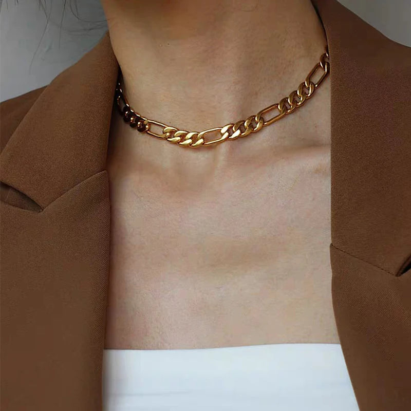 OEM Wholesale Factory Custom 18k Gold Wheat Cuban Link Rope Chains Stainless Steel Figaro Chain Hiphop Rock Men Necklace Jewelry