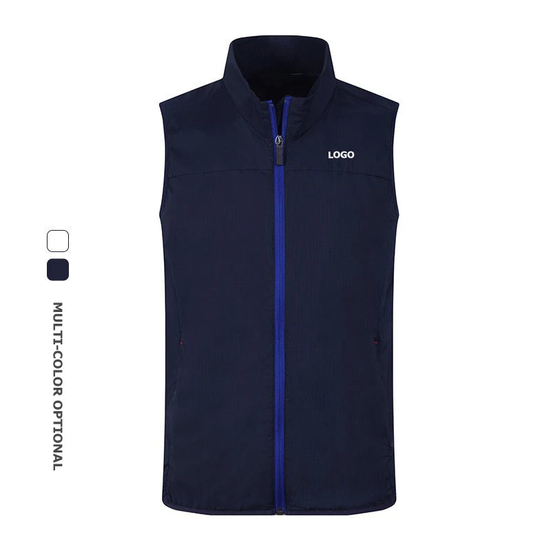 Custom logo New Men's Golf Vest Men Stand Collar Vest Sports Windproof Vest