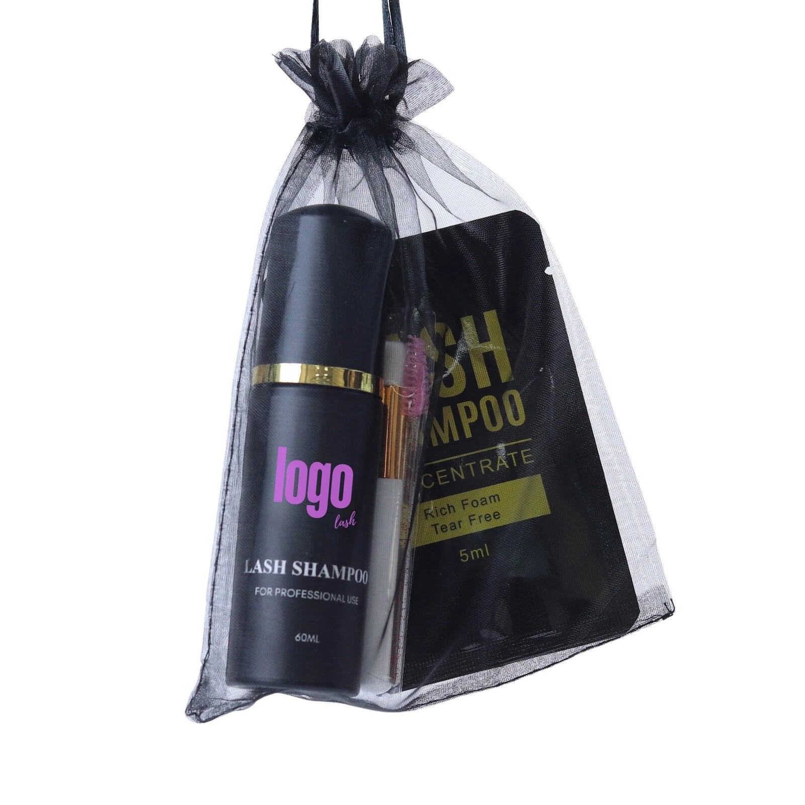 Wholesale 60ml 100ml Lash Shampoo Kit Pink Lash Shampoo Bottles Set With Own Logo Eyelash Shampoo
