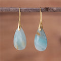 Romantic Natural Amazon Stone Teardrop Pendant Gold Hook Drop Earring for Women Fashion Boho Geometric Fine Jewelry Wholesale