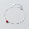 Small Red Love Heart Shape 925 Sterling Silver Charm Bracelets Fashion Jewelry for Women