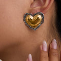 G4046 Wholesale Heart Stud Earrings 18K PVD Gold Plated Stainless Steel Hypoallergenic Statement Earrings Jewelry Women