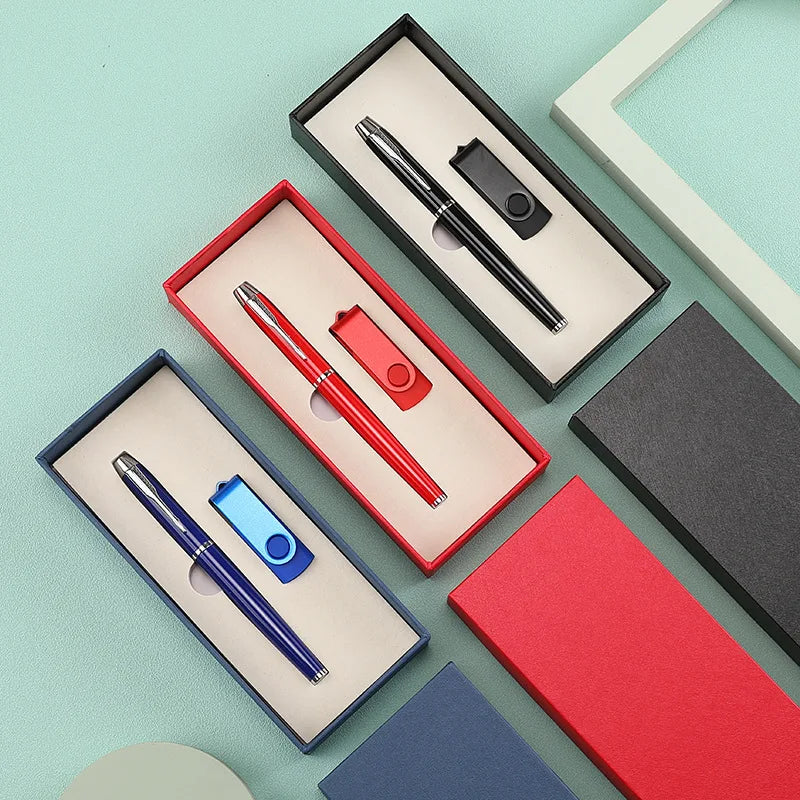 Business Gift Set - 16GB Flash Memory USB Drive Pen + Box Packaging - Portable Waterproof USB Drive