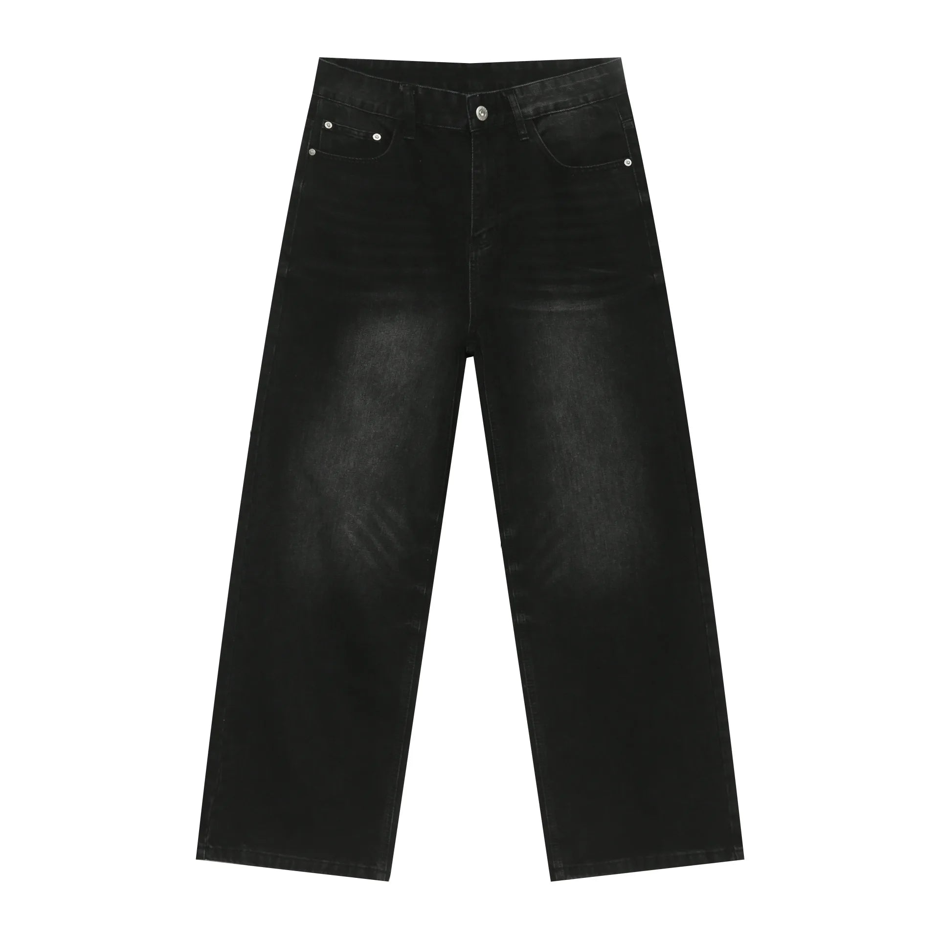 Men's High Waist Straight Casual Jeans American  Retro Loose Pants High Quality Men's Jeans