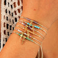 Go2boho Unisex Stainless Steel Cross Bracelet Natural Stone Beads Adjustable Bohemian Fashion Jewelry Lucky Beaded Christians