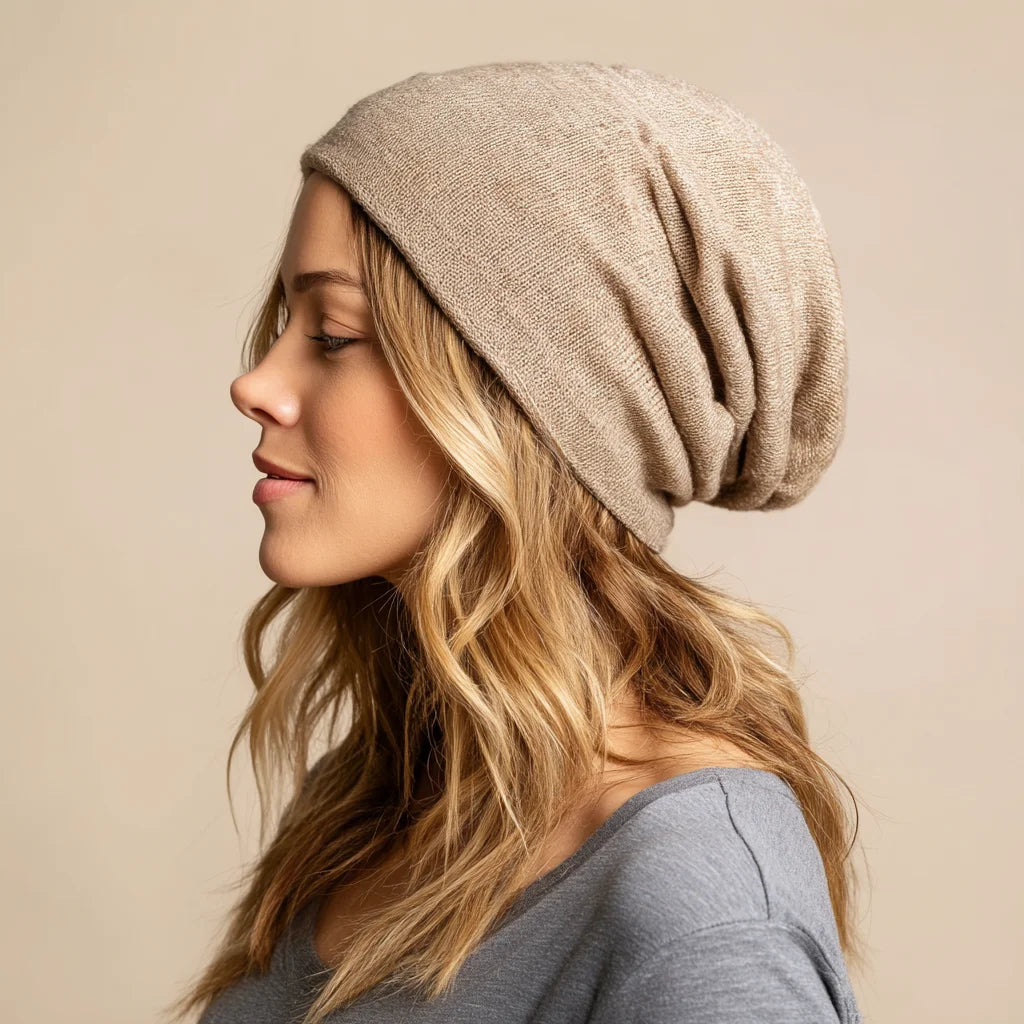Soft Acrylic Cotton Blend Slouchy Knit Beanie Casual Winter Hat with Digital Printed Stripes Men Women's Travel-Friendly Style