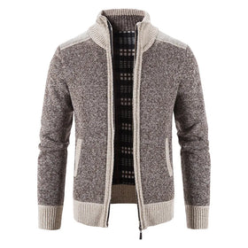 RNSHANGER Autumn Cardigan Men Sweater Coat Fashion Warm Stand Collar Long Sleeve Knitted Sweater Jacket Thick Male Jacket