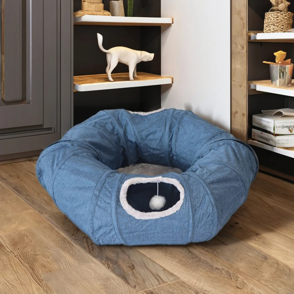 Four Seasons General Cat Pipe Bed Wholesale Scratch Folding Toy Cat Tunnel Long Gray Pet Beds