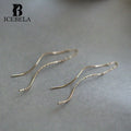 Wholesale Gold Plated 925 Sterling Silver Minimalist Korean Trendy Earring Wire Fine Jewelry Wave Line Earrings for Girls