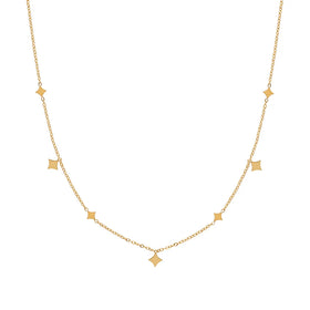 Fenny 18K Gold Plated Waterproof&Non Tarnish Elegant Delicate Beidou Full Star Pendant Stainless Steel Necklace for Women
