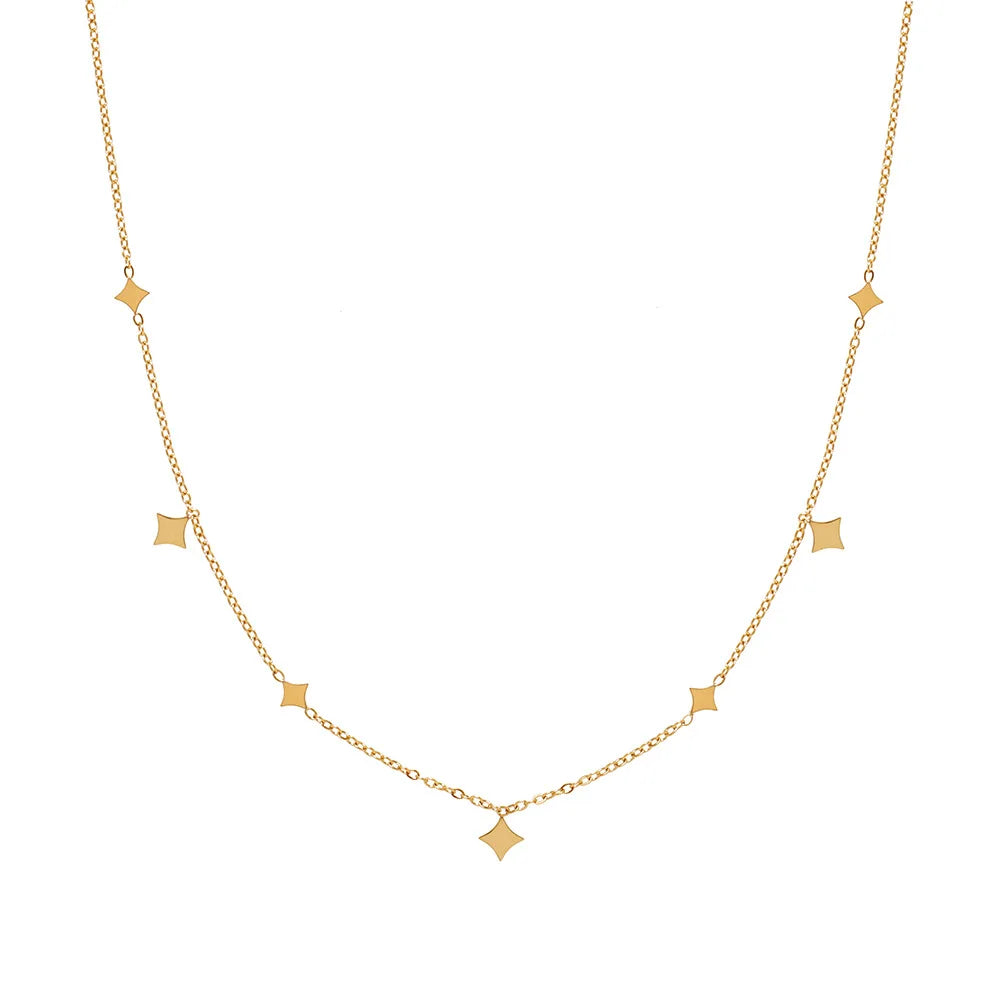 Fenny 18K Gold Plated Waterproof&Non Tarnish Elegant Delicate Beidou Full Star Pendant Stainless Steel Necklace for Women