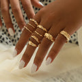 9pcs/bag Irregular Metal Texture Ring Jewelry Women Customization Combination Rings Sets