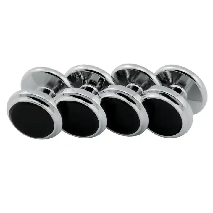 Hot Classic Wedding Black Stone 4 Tuxedo Studs & Cufflink Gift Box Shirt Accessory Gemelos Button Cuff Link Stud Set for Men