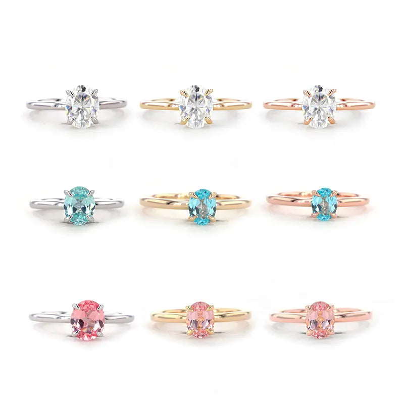 Oval Shape Lab Grown Gemstones Ring 5X7mm S925  Moissanite Engagement Ring for Women