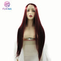 Fashion Furina Beauty 26Inch Long Synthetic Lace Front Wigs Natural Style High Quality Red Silky Straight Middle Part Frontal