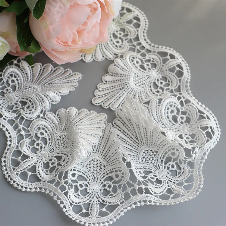 High-quality Wave Water-soluble Embroidery Lace Fabric (Rayon 100% Cotton) White Garment DIY Handmade Traditional Apparel