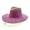 Fashion Classic Men Women Unisex 6 Colors Leopard Pattern Cowgirl Hats Women's Western Cattlemen Leather Cowboy Western Hat