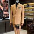 Fashion Formal Men's Suit Peaked Lapel 2 Pieces Blazer Pants One Button Work Wear Modern Wedding Tuxedos Customized