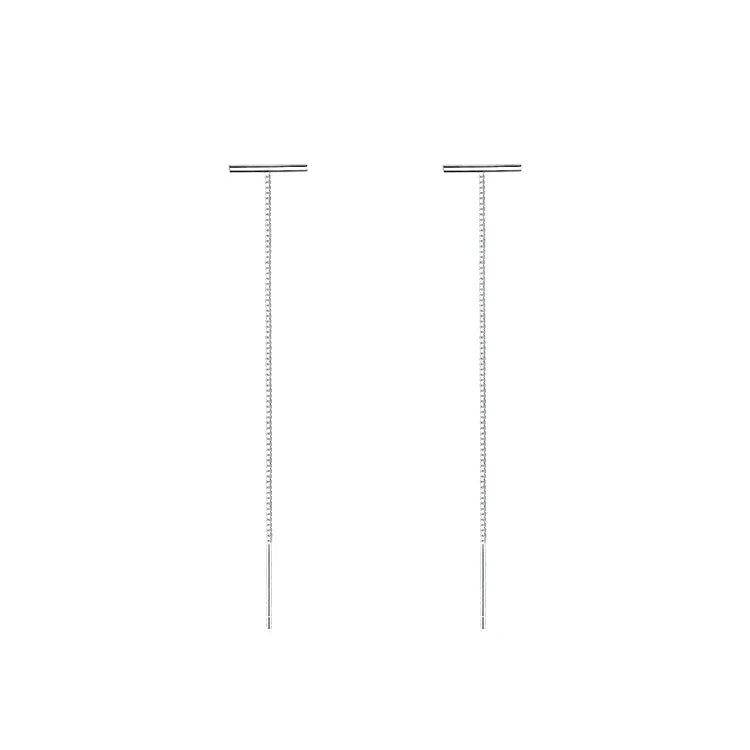 925 Sterling Silver One-Word Earrings Gold Plating Long Summer 2022 Trendy Cute for Wedding Niche Summer New Trendy Earrings
