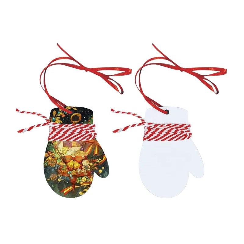 2024 OEM DIY Design Gloves Xmas Tree Decoration Ornaments Sublimation Blank MDF Glove Christmas Ornament