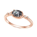 OL0899 Abiding Fine Gems Jewelry Rose Gold Plate Oval Shape Black Rutilated Quartz 925 Sterling Silver Classic Wedding Ring