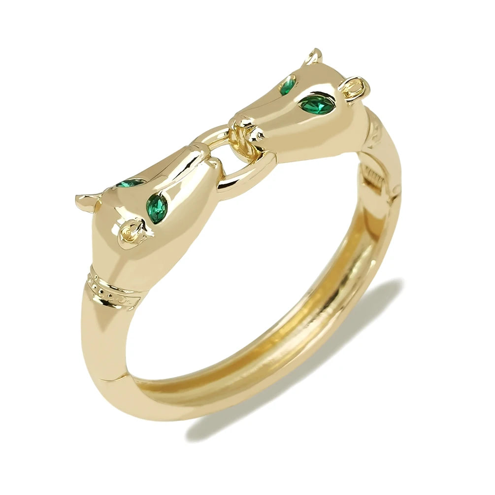 African Leopard Cuff Bracelet Animal Alloy Bangle for Women High-end New Statement Jewelry Gold Plated Metal Bracelet Accessories