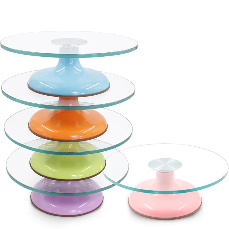 Heavy Duty Glass Tempered Glass Revolving/Rotating Cake Turntable Ideal for Decorating Cake Cupcakes Displaying Muffins