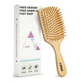 Custom Logo Bamboo Hair Brush Air Cushion Comb Detangling Hair Brush Natural Bamboo Paddle Brush Make Hair Smooth for Women