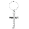 Stainless Steel Christian Key Rings Religious Bible Verse Crucifix Cross Pendant Prayer Charm Faith Religious Jewelry Key Chain