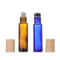 Wholesale Empty Roll on Cosmetic Packaging 10ml Black Holder Silver Steel Roller Ball Amber Blue Glass Perfume Bottle
